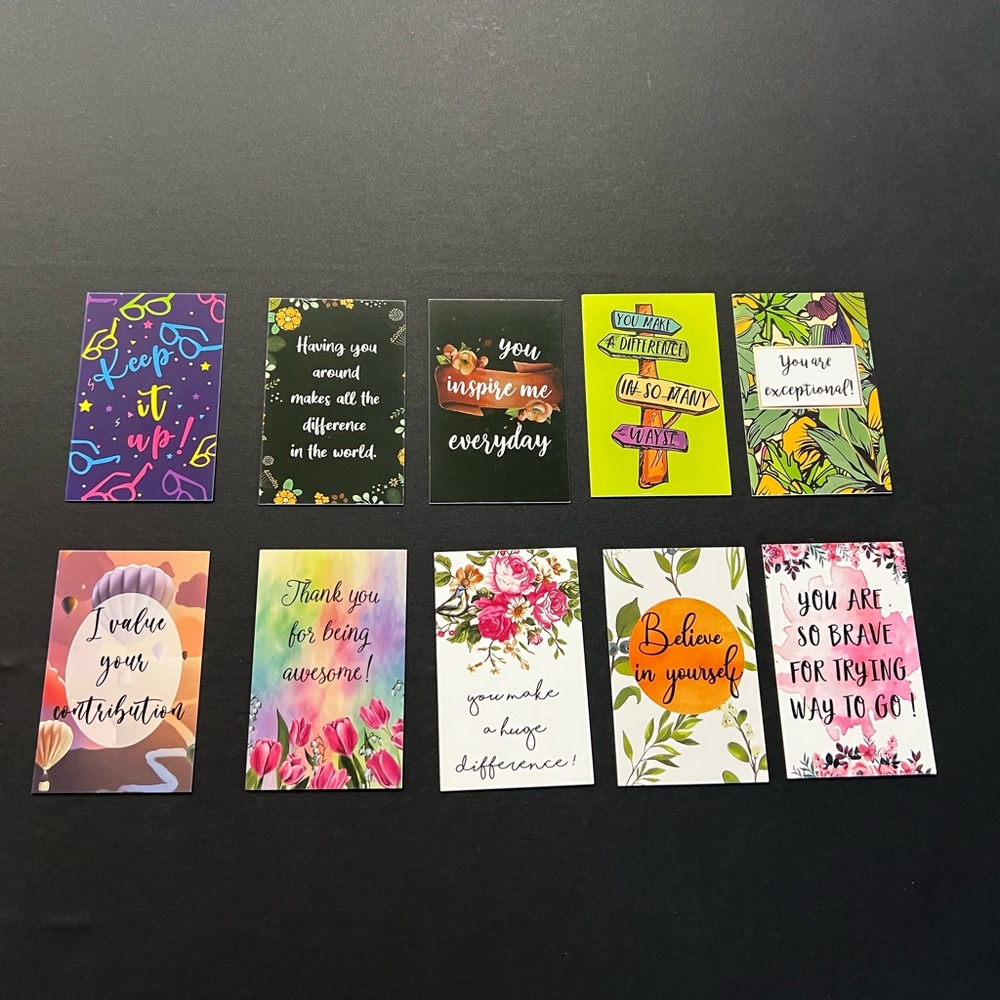 Positive/Motivational Thank you Cards Set of 10 - Assorted